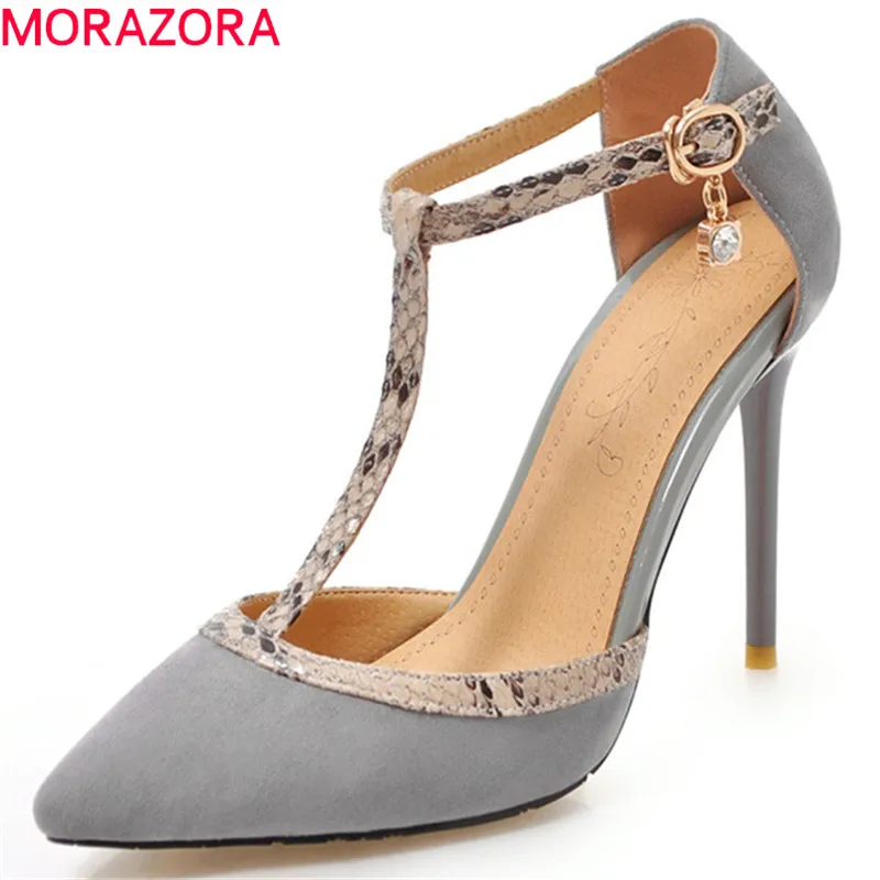 

MORAZORA 2019 hot sale women pumps sexy super high heels shoes buckle mixed colors summer party wedding shoes woman big size 46