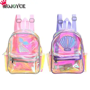 

Waterproof Printing Travel Backpacks Women Large Capacity School Bags Preppy Style Transparent Knapsack Casual PVC Laser Rucksac