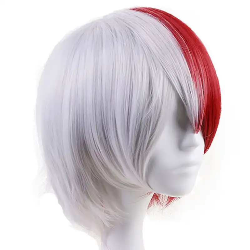 My Hero Academy Anime Wig Short Straight Shoto Todoroki Half White