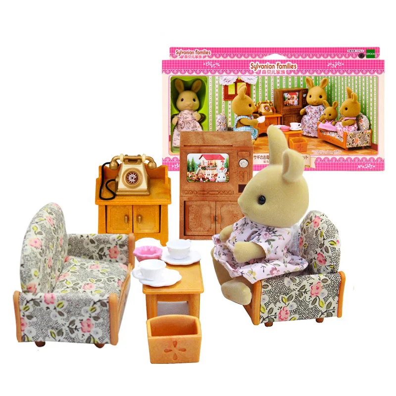 Sylvanian Families кукольный домик мебель аксессуары для гостиной сцены игровой набор w/фигурка кролик девочка детская игрушка подарок