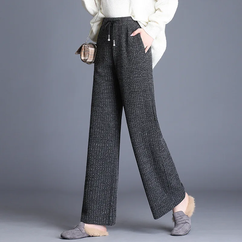 Knit wide leg pants Women autumn and winter 2018 new high