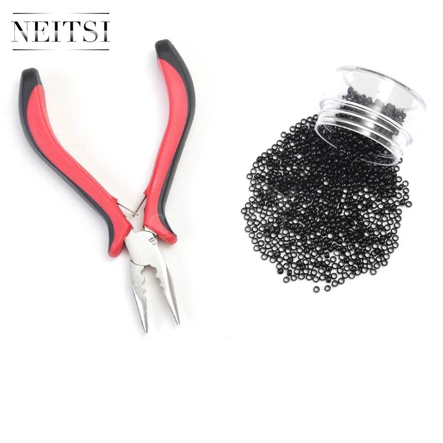 Anéis com Alicate para Ligações Extensões de Cabelo Neitsi Contas Nano 500