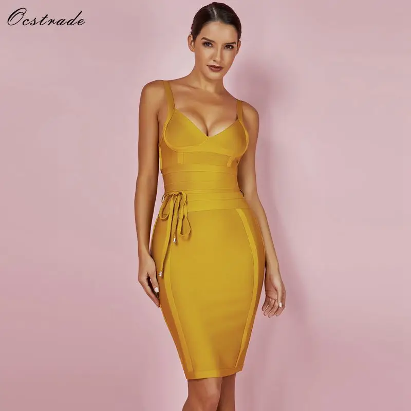 Günstig Ocstrade Frauen Verband Kleid 2019 Rayon Ärmelloses Sommer Neue Ankünfte Sexy Tiefe v Hals Vestido Bodycon Verband Kleid Club Party