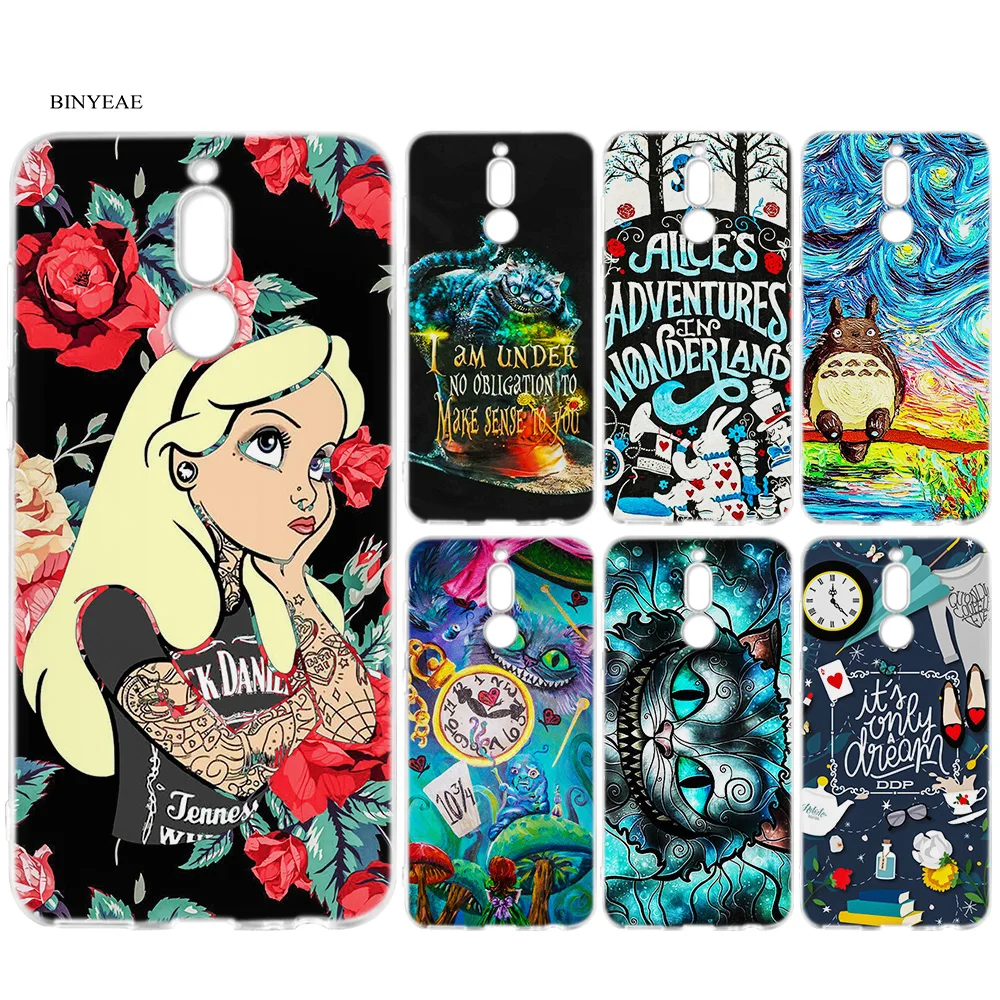 

Soft Cover Case for Huawei Mate 10 20 P10 P20 P30 Honor 9 10 Lite Pro P Smart 2019 Alice In Wonderland Cartoon Cover Case Capa