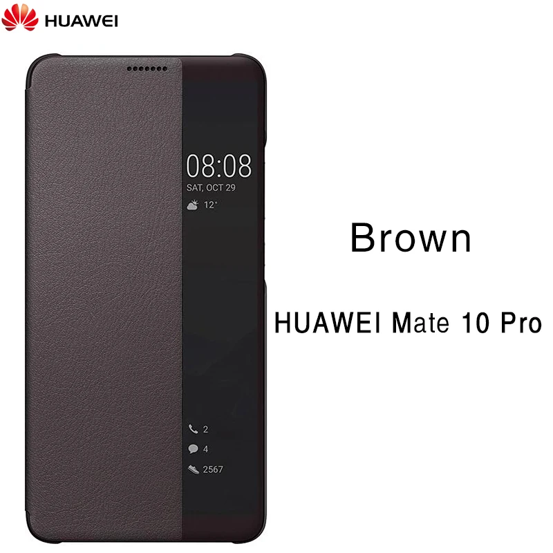 Чехол для HUAWEI MATE 10 Официальный смарт-чехол для HUAWEI MATE 10 Pro чехол с зеркальным окошком откидной кожаный чехол Funda - Цвет: Mate 10 Pro Brown