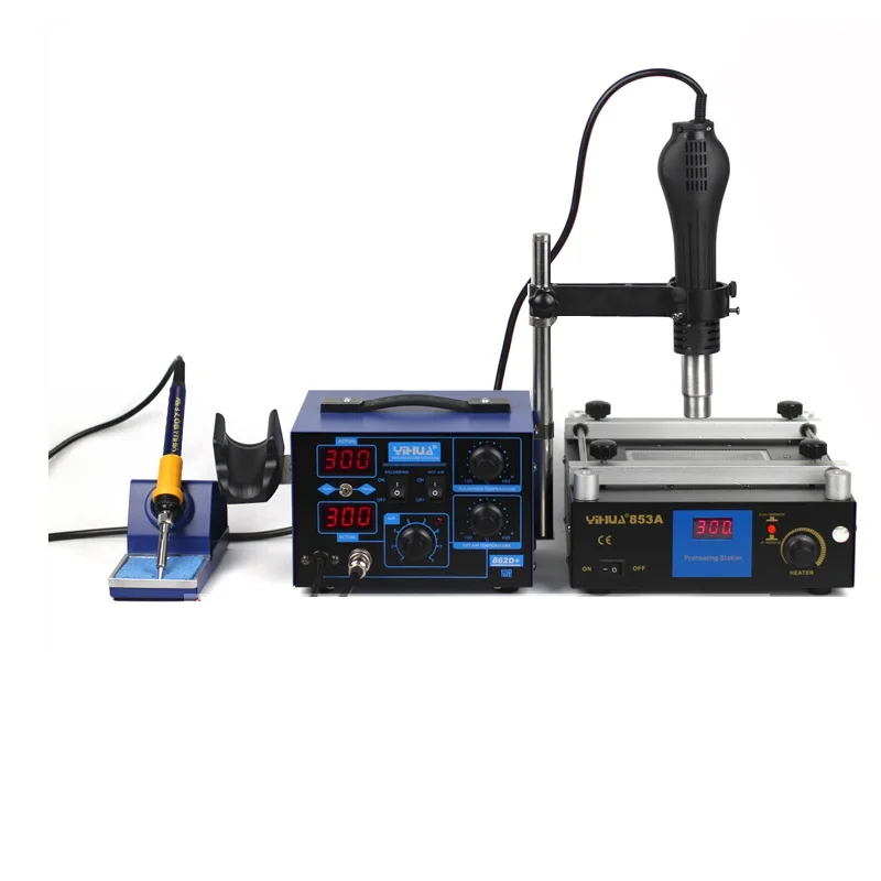 220 В/110 В 2 в 1 YH-862D+ YH-853A паяльная станция горячего воздуха и железа+ Preheat станция для BGA