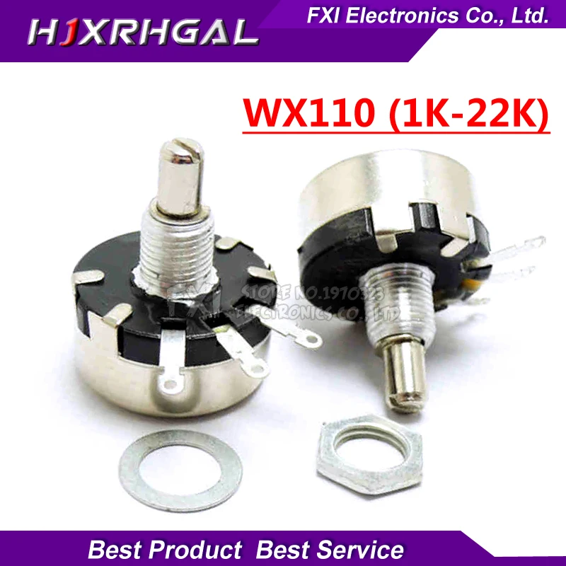 5pcs Wx110(010) 6mm Round Metal Shaft Single Turn Wire Resistor Wound