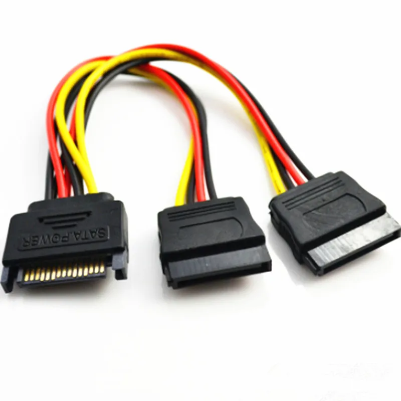 

15-pin SATA Male to Dual Female Power Y-Splitter Adapter Cable Practical Hot