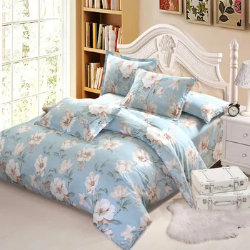 

American style Luxury white flower bedding set twin full queen king cotton girl princess wed home textile bedspread quilt cover
