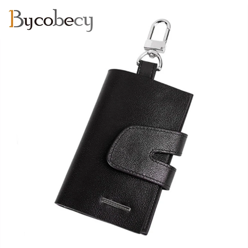 

BYCOBECY Genuine Leather Key Wallet Men Keychain Hasp Key Case Bag Men Key Holder Housekeeper Coin Pocket Card Holder Wallets