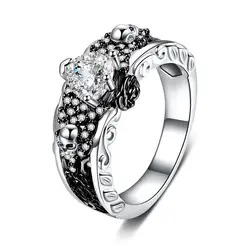 2018 европейский и американский дизайн череп кольца для женщин мужчин готический панк ювелирные изделия цветок Сердце CZ Кристалл палец
