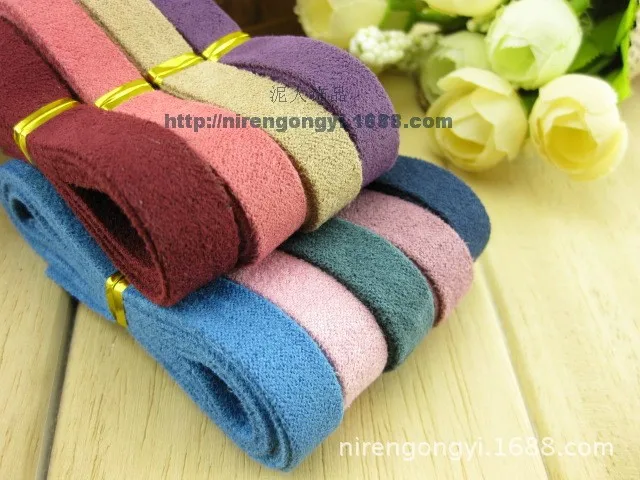 10mm Solid Color Micro Flannelette Suede fabric cloth DIY Hair bowknot accessories material Satin Ribbon 5pcsLot_7