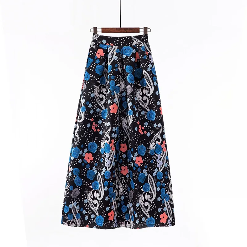 

Women Vintage Pleated Elastic Waist Long Paragraph Skirt Literary Style Floral Print Skirts Casual Boho Beach Summer Maxi Skirt