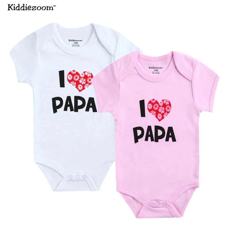 Kiddiezoom боди для ребенка мальчика I Love Papa Mama комплект одежды для маленьких девочек с принтом - Цвет: BDS2024