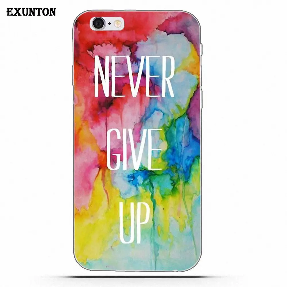 Мягкий защитный чехол из ТПУ для Apple iPhone 4 4S 5 5C SE 6 6S 7 8 Plus X Never Give Up|Чехлы-накладки| |