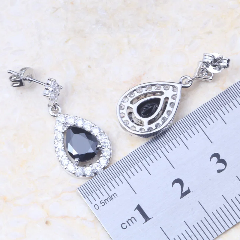И розничная, благородная жемчужина черный кристалл серебро цвет серьги кольцо ожерелье кулон наборы T047