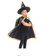 kids witch wizard cloak hat set stars pattern role play cape robe costume for boys girls