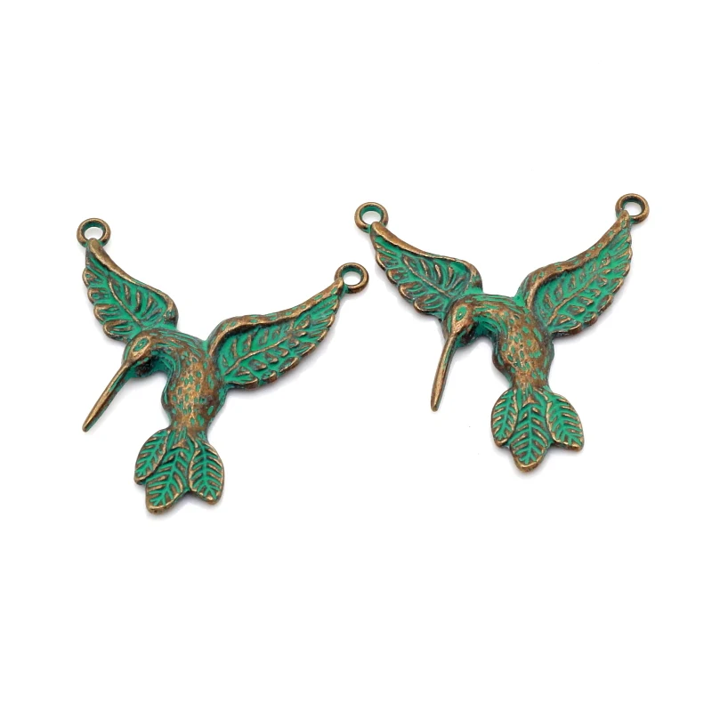 

FERVENT 50pcs/lot 36x30mm Antique Green Bronze Hummingbird Charms Fit DIY Jewelry Making PJ234