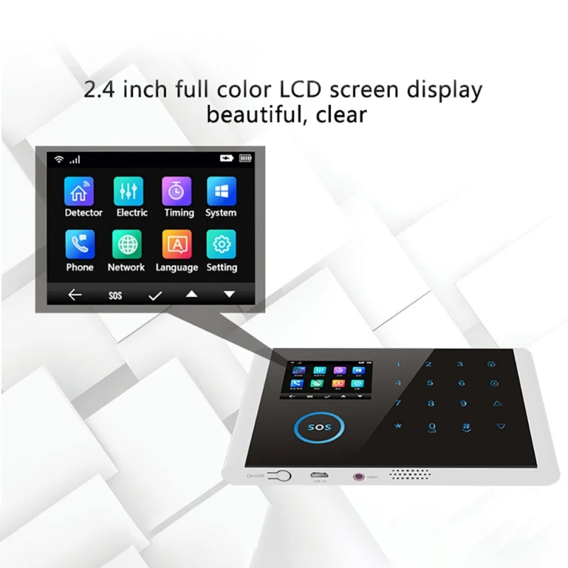 

Wifi/GSM/4G GPRS Alarm System Wireless Infrared Smart Home Security Monitoring Host LCD Display/SOS/Cellphone Remote Control