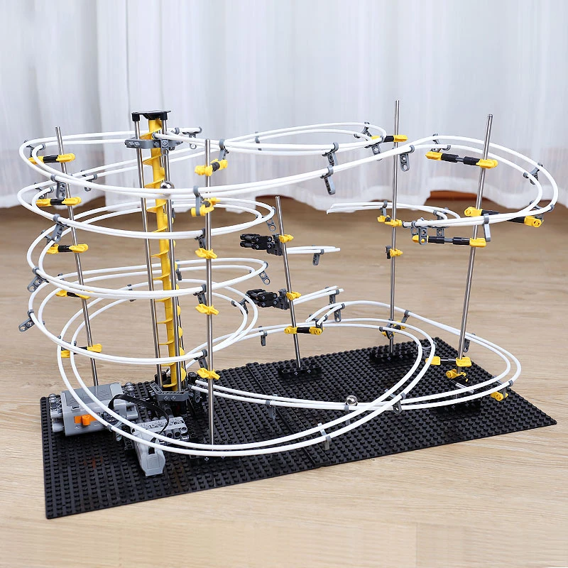 Продажа 4 уровня космический рельс американские горки лабиринт шары трек строительные блоки игрушки Дети Сборка DIY Spacerail мрамор Запуск горки игрушк...