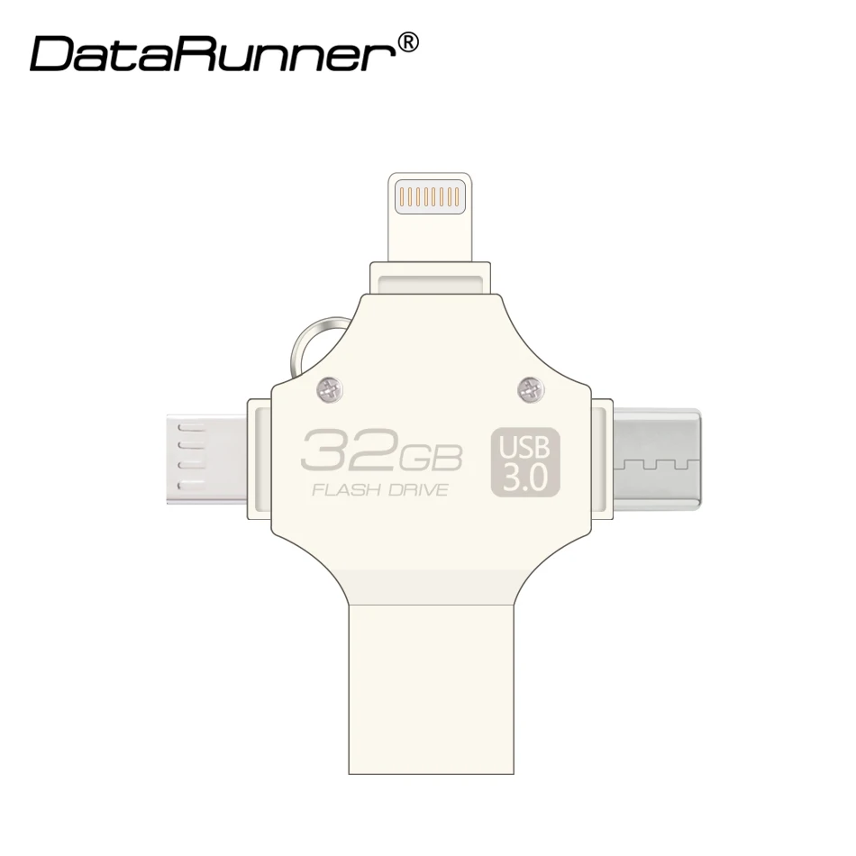 DataRunner 4 в 1 дизайн Usb флеш-накопитель 128 ГБ Usb флешка 3,0 OTG флеш-накопитель 16 ГБ 32 ГБ 64 Гб Usb 3,0 флеш-накопитель