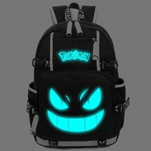 Светящийся рюкзак Pokemon высокого качества нейлон большой емкости черный мультфильм школьная сумка рюкзак Пикачу