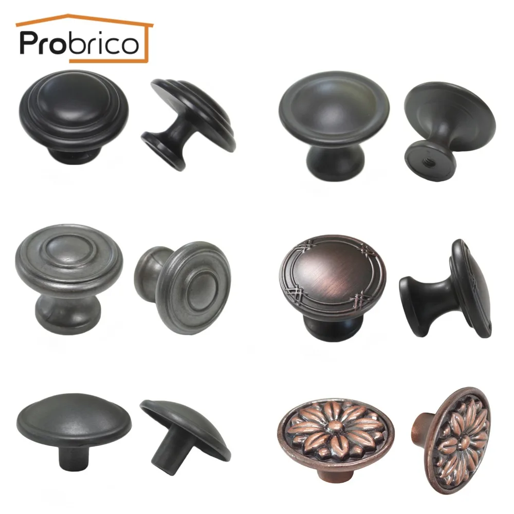 

Probrico Vintage Furniture Drawer Knob Zinc Alloy Black/Copper/Oil Rubbed Bronze Kitchen Cabinet Handle Cupboard Pull