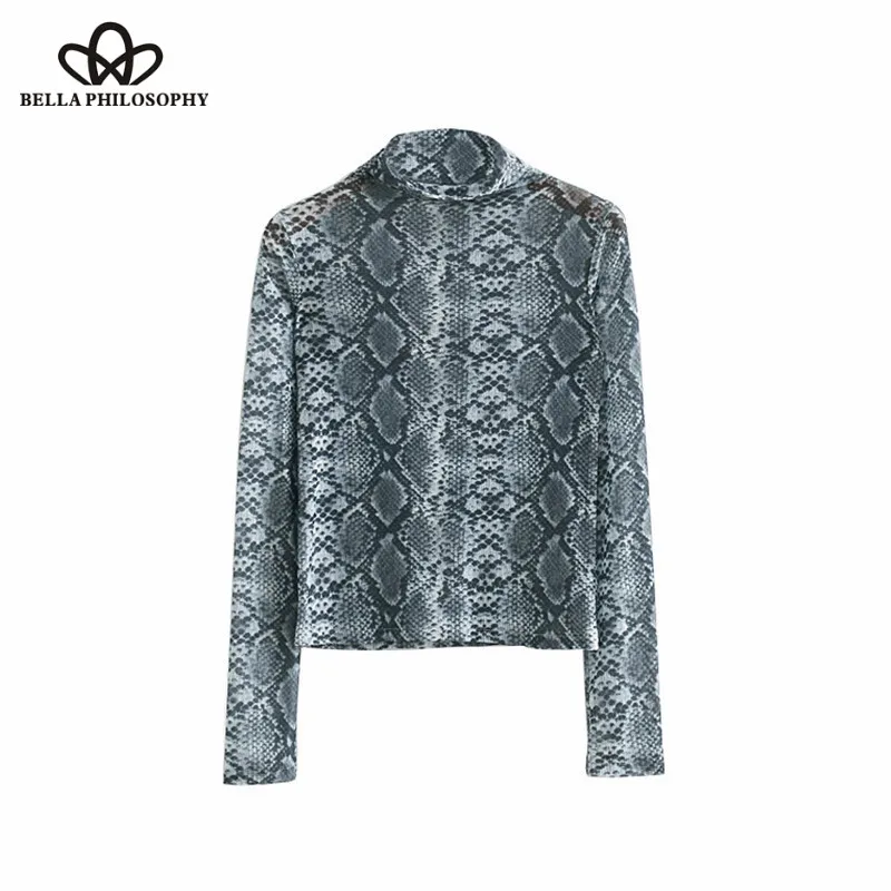 Wonder 2018 new Vintage Chic Snakeskin Print Tops Blouses Stand Collar Long Sleeve Animal Pattern Shirts Casual Blusas Mujer