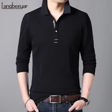 Новые модные бренды рубашек-поло, мужская рубашка с отложным воротником, приталенная Мужская рубашка поло с коротким длинным рукавом, повседневная мужская одежда поло