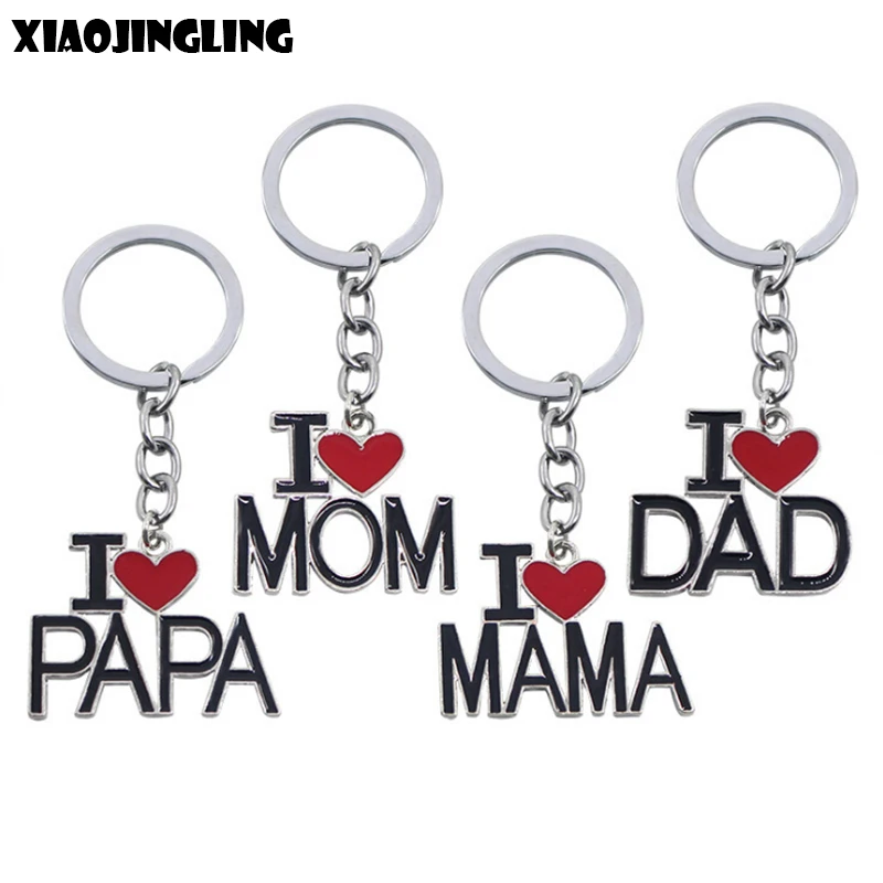 

XIAOJINGLING 1Pcs 2018 New Bags Key Holder I LOVE MOM/DAD Jewelry Keychain Car Keyring For Father Mother's Day Gifts & Birthday