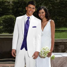 На заказ белый Пик нагрудные Лучший мужской костюм шафера мужские свадебные костюмы для выпускного фиолетовый жилет смокинги для жениха формальный костюм из 3 предметов