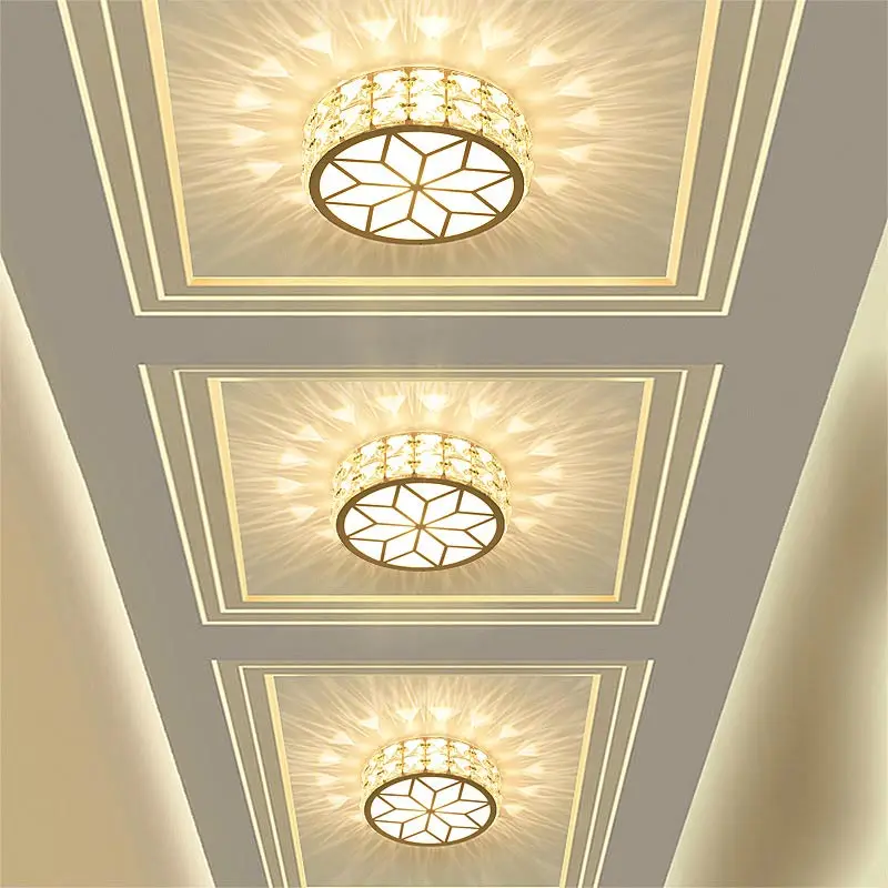 

5W Corridor Led Ceiling Lamp Aisle Veranda Lighting Down Crystal Recessed Mounted LED Ceiling Lights for Living Room Bedroom