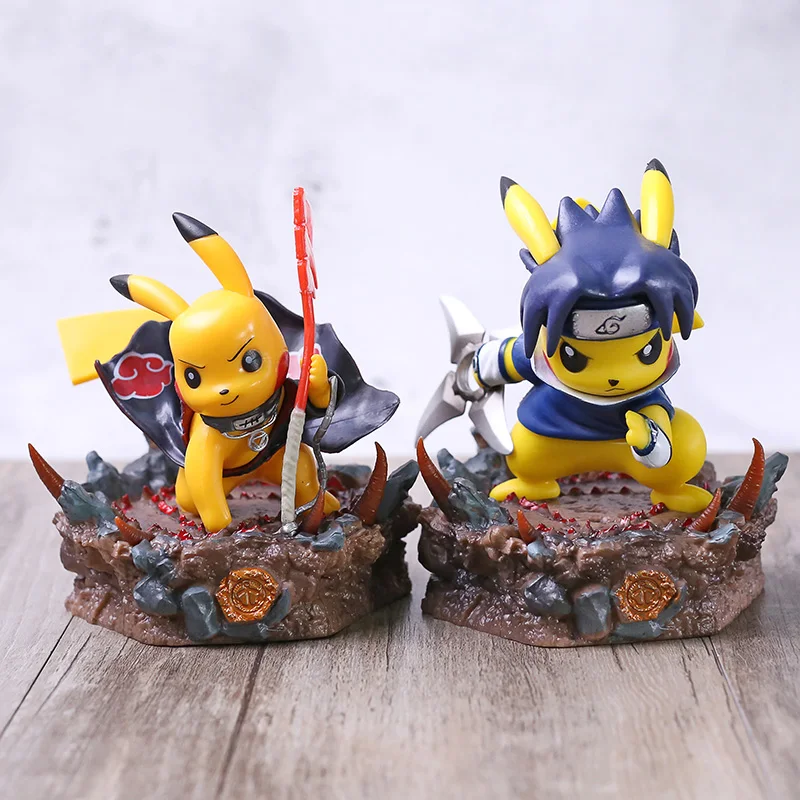 

Anime Naruto Hidan Uchiha Sasuke Action Figure Pikachu Cosplay Sasuke PVC figure Toy Brinquedos Model Gift
