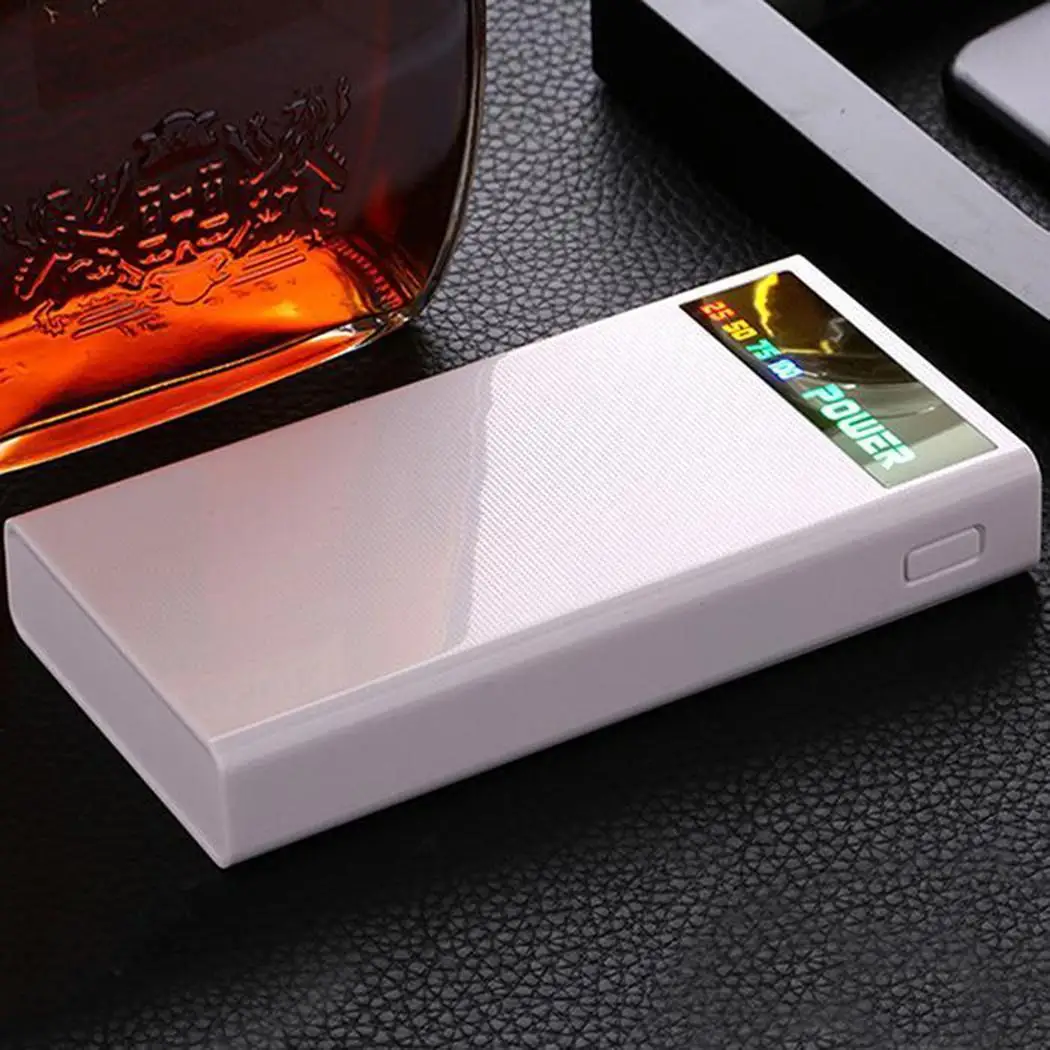 

Portable Power Bank Case LCD Display LED Flashlight Power Bank Case 4 USB Ports External Battery Charger Shell DIY Black Pink