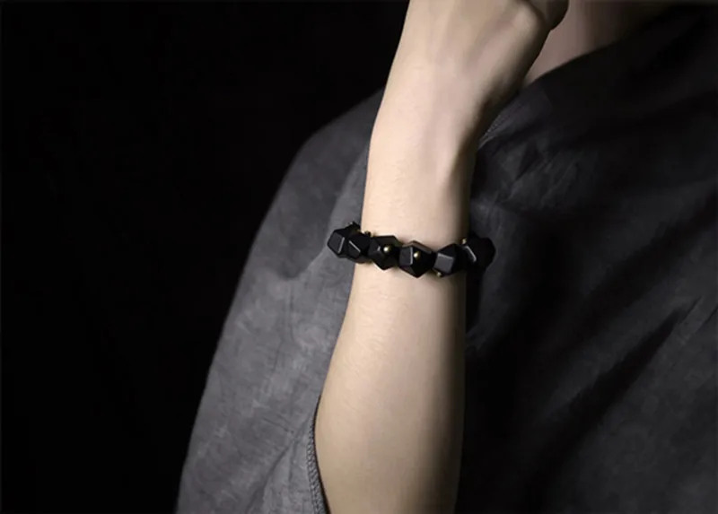 Black Ebony Vintage Copper Bracelet Handmade Brass Jewelry For Men Women OM Prayer Unisex Geometric Fashion Bangle (10)