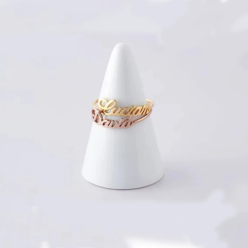 Custom Size Gold Silver Stackable Custom Personalized Name Ring For Women Best Friends Wedding Stainless Steel Christmas Gifts