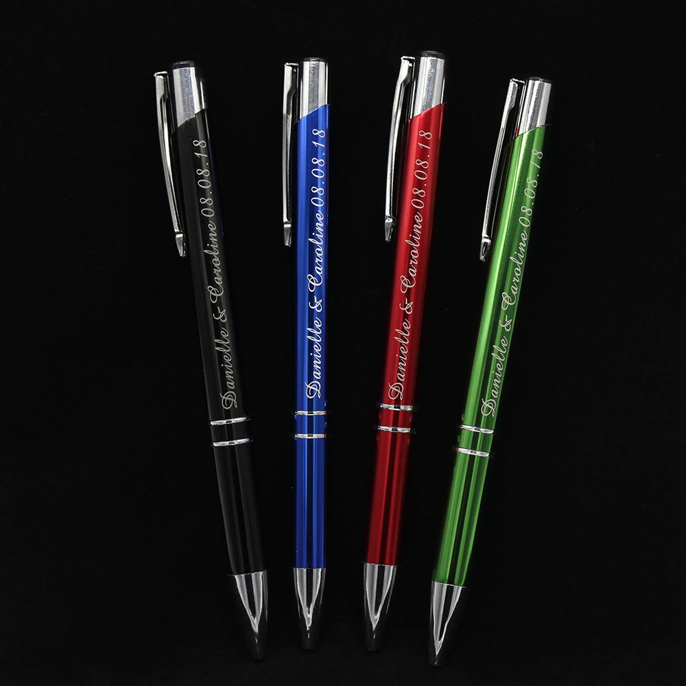 50pcs Engraved Bulk Metal Ballpoint Pens Personalized Wedding Favors Baby Shower Party Customalized Business Favors Gift