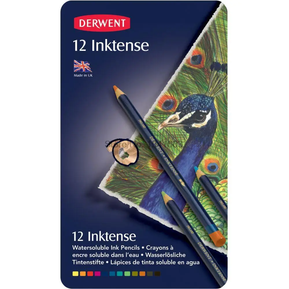 12 шт./лот Derwent Inktense 12 карандашей оловянный набор-растворимый карандаш для рисования rotulador