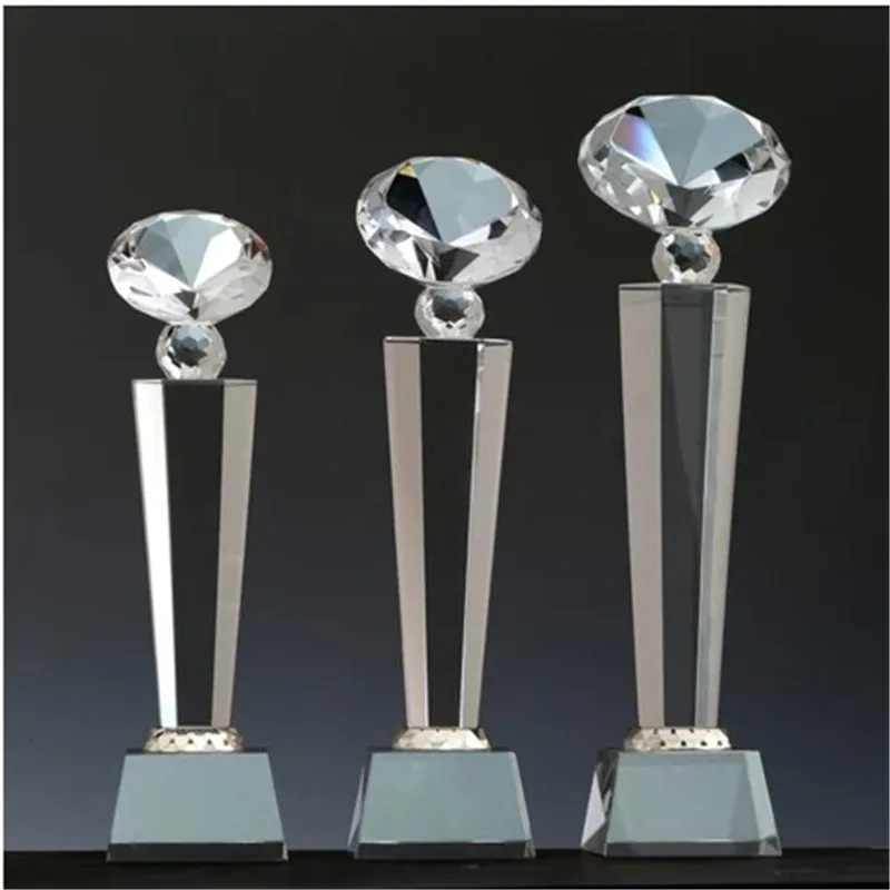 

Free Shipping 22cm Height Blank Clear diamond Crystal Trophy For Business
