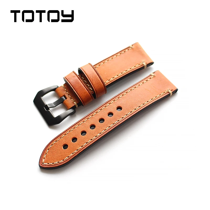 

TOTOY Italian Orange Calfskin Watch Strap, Handmade Genuine Leather Watchbands 18/20/22/23/24/26MM, Leather Watch Accessries ,