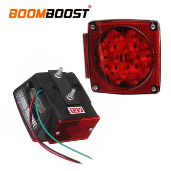

1 pair universal waterproof square red Truck Trailer tail Brake light 12V LED License Plate lamp Side Marker