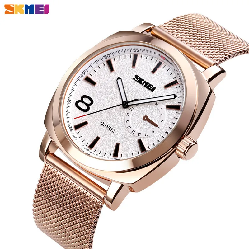 

SKMEI Fashion Quartz Men's Wristwatches Business Stainless Steel/Leather Strap Waterproof Men Watches Male Clock Luminous reigo
