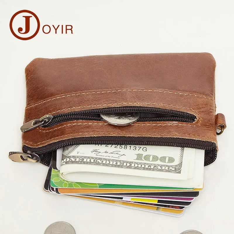 

Men's Genuine Leather Coin Purse Male Key Wallets Zipper Coin Purses Storage Pocket Bags Pouch Card Holder Handbag
