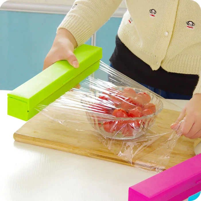 Cling film cutter Plastic PP stainless steel blade Preservative film cutter Fast Neat Safety Cut without