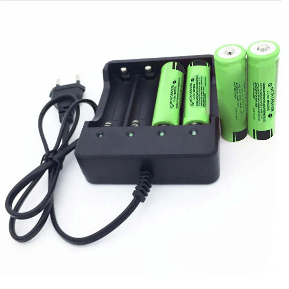 

NEW 4 Slots EU Plug Battery Batteries Charger for 3.7V 4x NCR18650B Rechargeable intuitive display charging state LED indicators