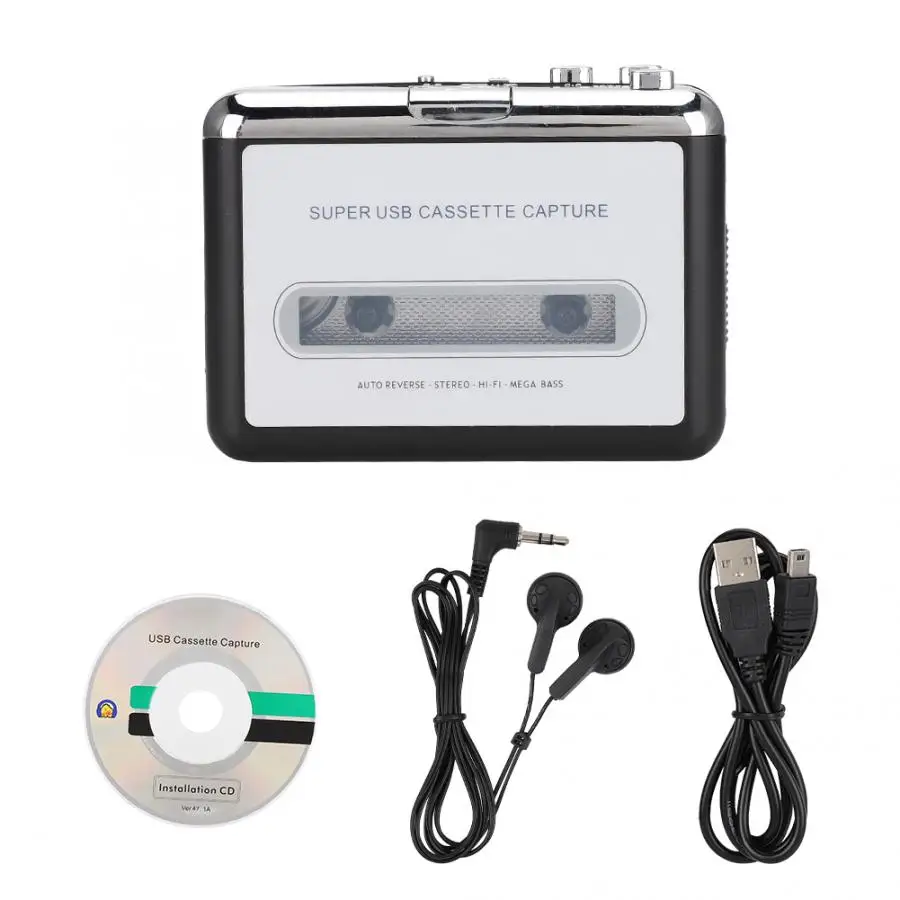 12V USB Tape Cassette Player Cassette to MP3 Converter Capture Audio Music Player Cassette Recorders Convert Music