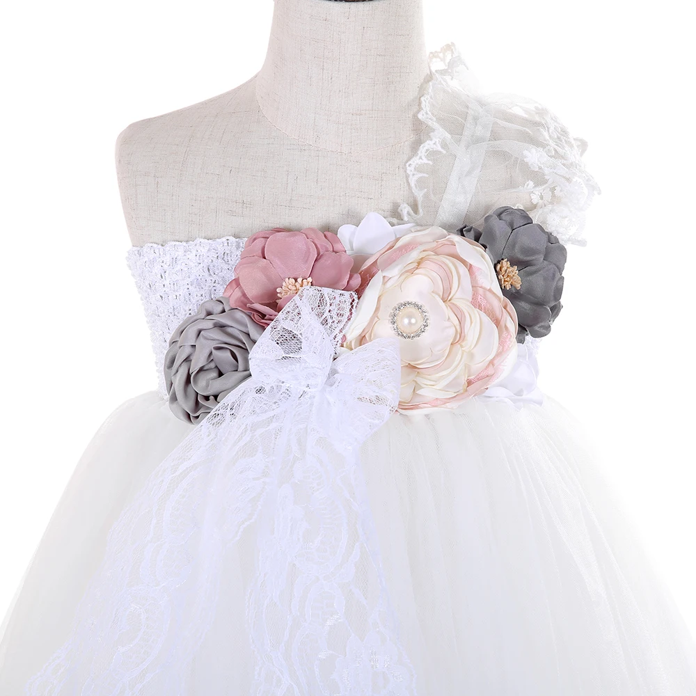 Lilacs Toddler Girl Christmas Tutu Dress Girls Frock Children Nova Ankle Length Lace One Shoulder Dress Kids Costume Princess 8T (19)
