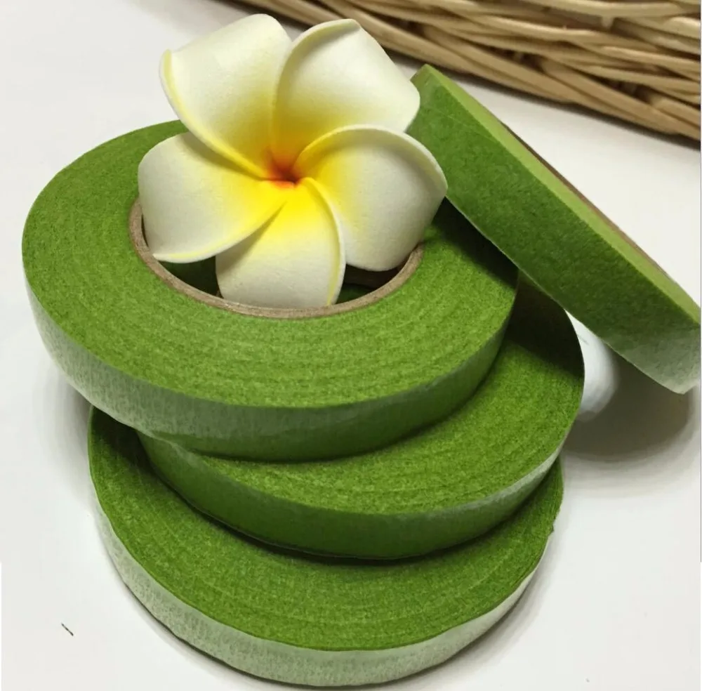 5 Spool 1.3cm Width Green Paper Tape For Floral Flower Wreath Bouquet