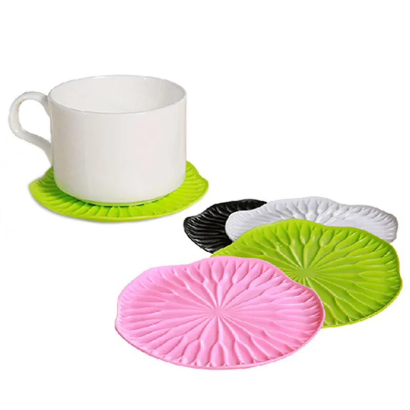 

2pcs/pack Decorative Lotus Leaf Silicone Table Coasters Glass Cup Mug Coasters Mats Round Drink Tea Coffee Coasters Place Mats