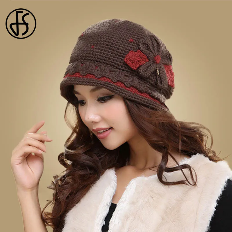 

FS gorros de invierno para mujer gorros de lana gorros cálidos para mujer gorros de punto elásticos para niñas gorro de Skullie gorro de calabaza